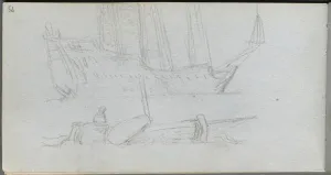 Sketchbook, page 85: Study of a Ship and Buoy. Creator: Ernest Meissonier (French, 1815-1891)