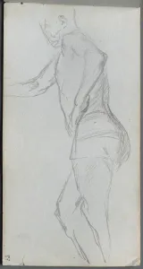 1815 1891 Prints: Sketchbook, page 87: Figure Study. Creator: Ernest Meissonier (French, 1815-1891)