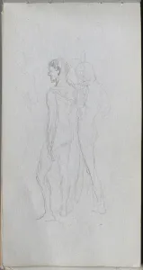 1815 1891 Prints: Sketchbook, page 92: Two Nudes. Creator: Ernest Meissonier (French, 1815-1891)