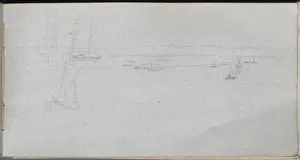 1815 1891 Prints: Sketchbook, page 94: Seascape. Creator: Ernest Meissonier (French, 1815-1891)