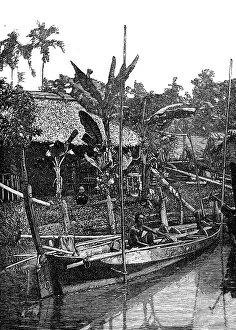 Southeast Asia Prints: Sketches of Annam, Cochin China: river scene, 1883. Creator: Kemp