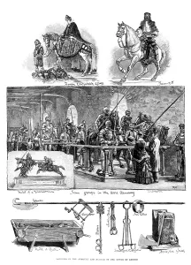 Casque Prints: Sketches in the Armoury and Museum of the Tower of London, 1883. Creator: T. S. Bayley