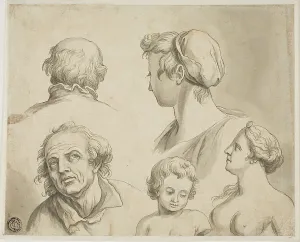 Busts Prints: Sketches of Five Busts, n.d. Creator: Gerard de Lairesse