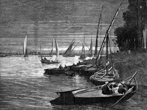 Loye Charles Auguste Prints: Sketches in Cairo: the harbour of Boulak, 1883. Creator: Eugene Froment