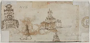 Sketches of Castles (verso), 1600s. Creator: Unknown
