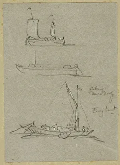 Three Sketches of Dusseldorf River Boats, n.d. Creator: William Alfred Delamotte