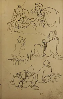 Kawanabe Kyosai Prints: Sketches of East Asian Legendary Figures, late 19th century. Creator: Kawanabe Kyosai