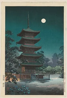Sketches of Famous Places in Japan: Asakusa Kinryuzan Temple, 1938. Creator: Tsuchiya Ko?itsu