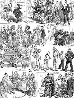 Habit Prints: Sketches at a Fancy-Dress Ball, 1881. Creator: Joseph Swain