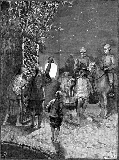 Sketches in Formosa: arrival at Bankimsing, 1890. Creator: P Naumann
