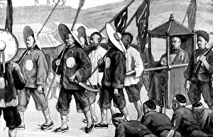 Georg Meisenbach Prints: Sketches in Formosa: the General of the 'Black Flags' inspecting the fortifications at Takow