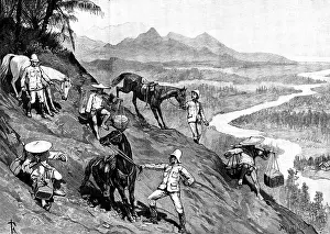 Sloped Prints: Sketches in Formosa: a hazardous descent, 1890. Creator: H. F. Davey