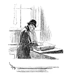 Bureaucracy Prints: Sketches at the General Register Office, Somerset House: Baffled, 1890. Creator: Unknown