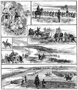Display Prints: Sketches of the German Army Manoeuvres, 1883. Creator: Unknown