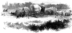 Bivouac Prints: Sketches of gipsy life round London - encampment at Mitcham Common, 1880. Creator: Unknown