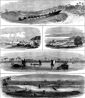 Rowing Boats Prints: Sketches on the Gold Coast of Africa, 1873. Creator: Unknown