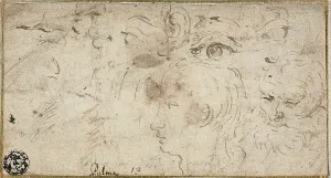 Palma Giovane Prints: Sketches of Heads, Eyes, Ear, and Mouth, 1600/11. Creator: Jacopo Palma