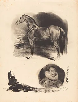 Sketches of a Horse and a Nobleman. Creator: Unknown