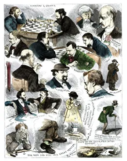 Chessboard Prints: Sketches at the International Chess Tournament, May 5, 1883. Artist: Corbould