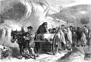 Shawls Prints: Sketches from Ireland: a funeral in Connemara, 1870. Creator: Unknown