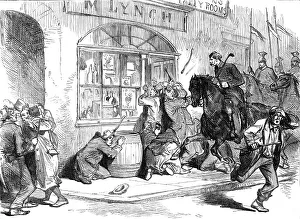Irish Republic Prints: Sketches from Ireland: Lancers clearing the street of Granard at the Longford Election