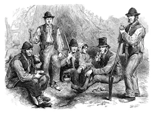 Potatoes Prints: Sketches from Ireland: Meath lads on their garden plot at Crossakeel