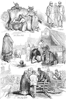 Funfair Prints: Sketches at an Irish cattle fair, 1881. Creator: Unknown