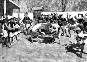 Dancers Prints: Sketches in the island of Formosa: quaint performance at a savage entertainment