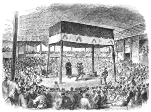 Wrestling Prints: Sketches from Japan: wrestling at Osaka, 1868. Creator: Unknown