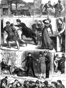 Brothers Dalziel Prints: Sketches from the 'Lights O London' at the Princess's Theatre, 1881