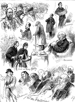 Beards Prints: Sketches at the Liverpool Election: a ward meeting, 1880. Creator: Unknown