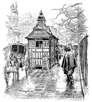 Londoners Prints: Sketches of London Cabs and Cabmen: a cabmen's shelter