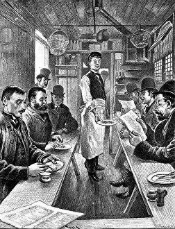 P Naumann Prints: Sketches of London Cabs and Cabmen: interior of a cabmen's shelter