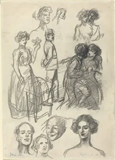 Sketches for Lovers on a Bench, late 19th-early 20th century