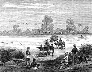 Madagascar Africa Prints: Sketches in Madagascar: crossing the Mourondava River, near Mohabo, 1881. Creator: Unknown