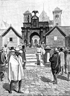 Madagascar Africa Prints: Sketches in Madagascar: entrance to the Royal Palace