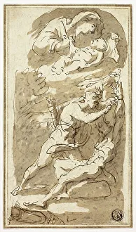 Diziani Gaspare Prints: Sketches of Madonna and Child, Flaying of Marsyas