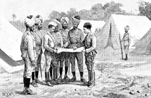 Burma Prints: Sketches of the Military Police of Burmah: studying the map for an expedition
