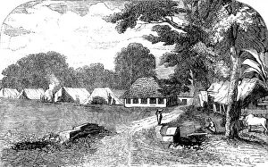Revolt Of 1857 Prints: Sketches of Native Life in India - Sepoy Encampment at Barrackpore, 1858. Creator: Unknown