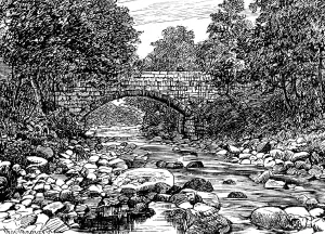 Macquoid Prints: Sketches in Nidderdale, Yorkshire: Bridge over How Stean Beck, 1883. Creator: Unknown