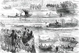 Swans Prints: Sketches at the Oxford and Cambridge Boat-Race, 1876. Creator: C.R