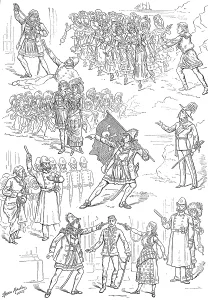 Villain Prints: Sketches from The Pirates of Penzance, at the Opera Comique, 1880. Creator: Unknown