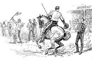 Hardy Prints: Sketches at the Royal Military Tournament...: hailing the victor, 1890. Creator: Unknown