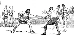 Hardy Prints: Sketches at the Royal Military Tournament...: bayonet fencing, 1890. Creator: Unknown