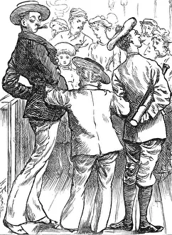 Harry Furniss Prints: Sketches at the Ryde Regatta: Doing the Pier, 1881. Creator: Joseph Swain