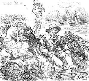 Harry Furniss Prints: Sketches at the Ryde Regatta: Far from the Madding Crowd, 1881. Creator: Joseph Swain
