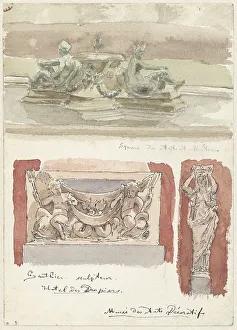 Caryatid Prints: Three sketches of sculptures in the Museum of Decorative Arts in Paris
