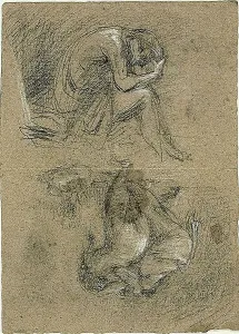 Bending Over Prints: Sketches: Seated Man with Head in Hands and Two Figures Bendin