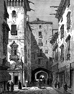Palmer Prints: Sketches in Spain: a street of Barcelona, 1873. Creator: William James Palmer