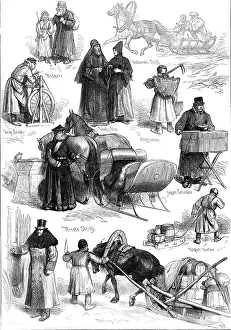 Sled Prints: Sketches in St. Petersburg, 1874. Creator: Unknown